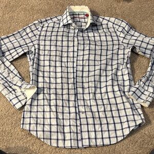 Robert Graham Navy and White Plaid Shirt